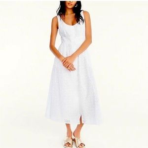 J. Crew Button Front Eyelet Midi Dress in White Size 6